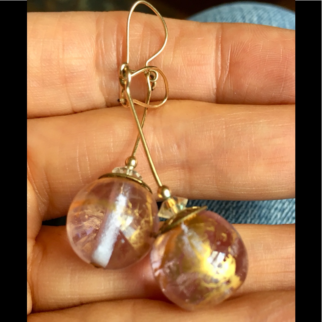 Gold  Crystal Balls Earrings